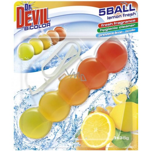 Ароматизатор за тоалетна Dr.Devil Bicolor топчета Lemon Fresh  55гр | Dr.Devil